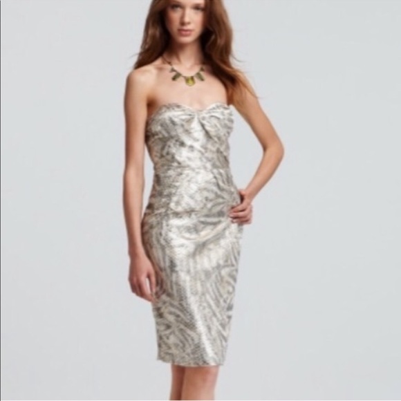 Leifsdottir Anthropologie Metallic Strapless Dress - Picture 3 of 6